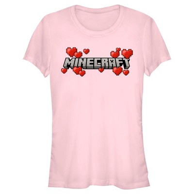 Junior's Minecraft Valentine's Day Hearts Logo T-Shirt