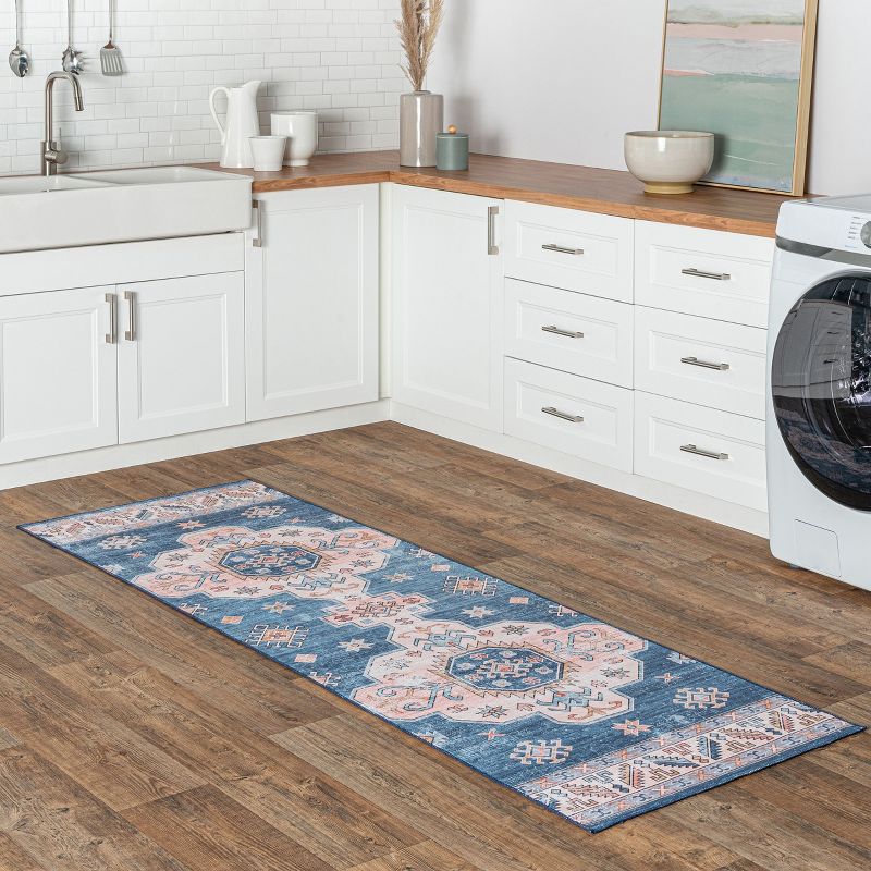 nuLOOM Norma Machine Washable Traditional Medallion Area Rug, 2 of 13
