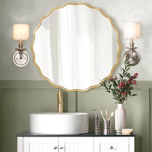 Beautyolove Round Aluminum Alloy Framed Scalloped Wavy Wall Mirror - 1 of 4