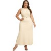 Agnes Orinda Women's Plus Size Knit Crewneck Sleeveless Casual Midi Sweater Dresses - 3 of 4