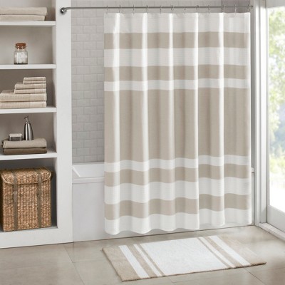 100% Cotton Stripe Print Reversible Indoor Bath Rug, Simple Spa Look Soft & Absorbent Bath Rug for Year Round Use