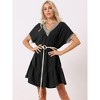 Allegra K Women's Summer Casual V-Neck Lace Short Sleeve Tie Waist Dress - 3 of 4