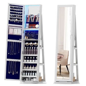 Vlsrka 360° Rotating 66'' Lockable Jewelry Armoire, Full Length Mirror, Large Floor Organizer with Back Shelves - 1 of 4