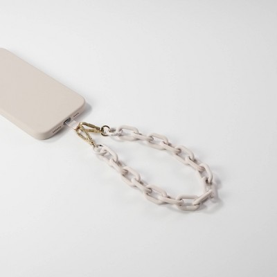 Hello Lux Painted Chunky Chain Phone Wristlet - Beige