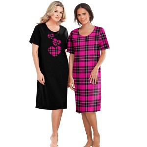 Dreams & Co. Plus Size 2-Pack Short-Sleeve Sleepshirt - 1 of 4