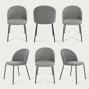 Set Of 6 Nano Upholstered Fabric Side Chair Black Leg -Maison Boucle - 1 of 4