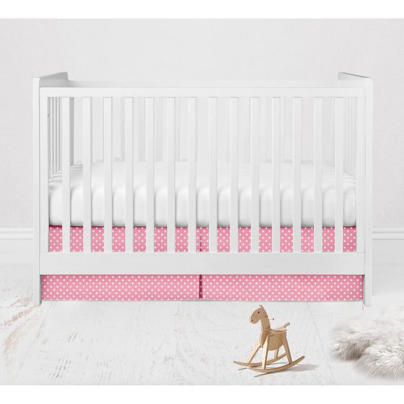 Bacati - Pin Dots Crib/Toddler Bed Skirt - Pink, 1 of 5