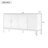 63"W Exquisite Vertical-Striped Sideboard with Metal Legs and Semi-Circular Handles, 4-Door Storage Cabinet with Adjustable Shelves -ModernLuxe - 3 of 4