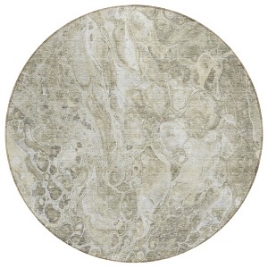 Tan Brown And Beige Abstract Washable Indoor Outdoor Area Rug - 1 of 4