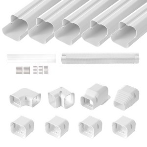 VEVOR Mini Split Line Set Cover 3-inch W 10Ft L, PVC Decorative Pipe Line Cover For Air Conditioner with 5 Straight Ducts & Full Components, White - 1 of 4