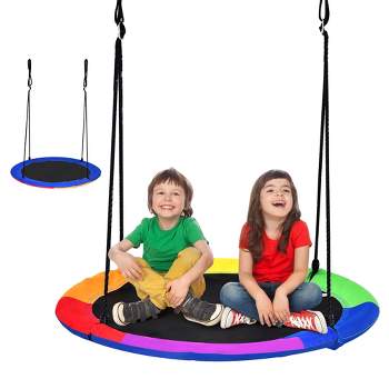 Costway 40'' Flying Saucer Tree Swing for Kids Round Tree Swing for Outdoor Blue