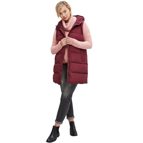 plus size long hooded puffer vest