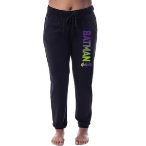 DC Comics Womens' Batman Bat Logo Ombre Sleep Jogger Pajama Pants Black - 1 of 3