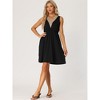 cheibear Women's Sleeveless with Pockets V Neck Lace Trim Lounge Casual Outfits Dresss - 3 of 4