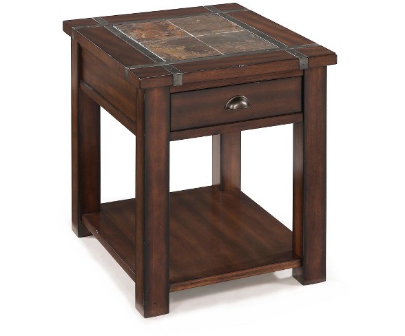 Roanoke Rectangular End Table Cherry & Slate - Magnussen Home