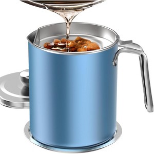 Stainless Steel Bacon Grease Saver with Fine Mesh Strainer, 2L Oil Container with Dust-Proof Lid - 1 of 4