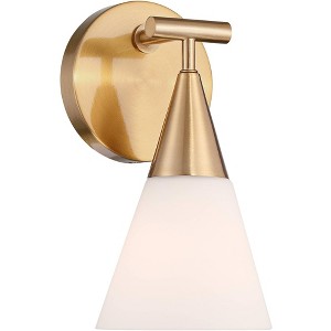 Possini Euro Design Possini Euro Amie 9 1/2" High Warm Brass and Opal Glass Sconce - 1 of 4