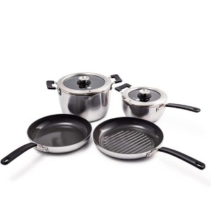 Level Stackable Hard Anodized Healthy Ceramic Nonstick, 6 Piece Pots and Pans Cookware Set PFAS-Free, Dishwasher Safe, Black - 1 of 3