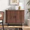 LuxenHome Mid-Century Modern 2-Door Accent Cabinet with Slatted Sliding Doors, Dark Oak Brown - 2 of 4