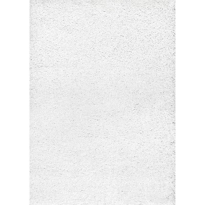 Cozy White Synthetic 8' x 10' Handmade Tufted Shag Rug