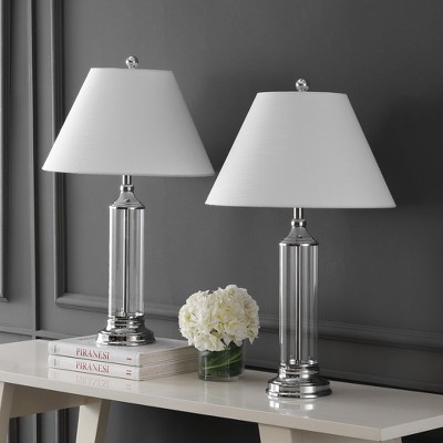Astor 29" White and Chrome Glass LED Table Lamp Set