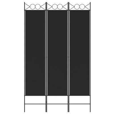 Black 3-Panel Folding Fabric Room Divider with Iron Frame