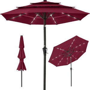 Best Choice Products 10ft 3-Tier Solar Patio Umbrella w/ 24 LED Lights, Tilt Adjustment, Easy Crank - 1 of 4