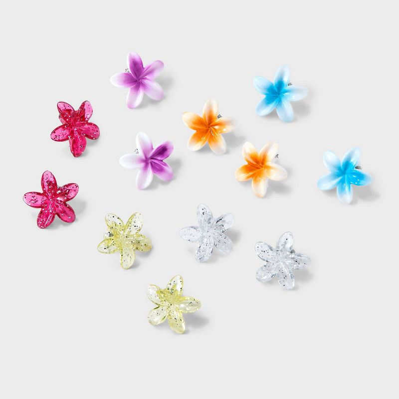 Girls&#39; 12pk Hibiscus Flower Mini Claw Clips - art class&#8482;, 1 of 6