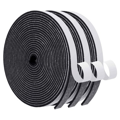 AMMER Weather Stripping Door Seal, 1/2" W x 1/8" T Adhesive Foam Tape, Soundproof Insulation for Doors & Windows, 3 Rolls 50FT Black