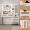 Modern Makeup Vanity Desk with Lighted Mirror, Power Outlets, Large Storage, Fluted Wood Dressing Table for Women Girls Bedroom - 3 of 4
