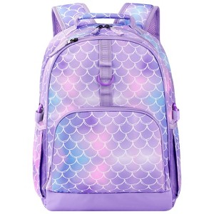 Mermaid Backpack for Girls, Kindergarten Backpack for Girls Ages 4-6, Kids Preschool Bookbag Girl 15 inch, Purple - 1 of 4