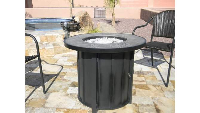 Faux Wood Tile Top Outdoor Patio Fire Pit - AZ Patio Heaters, 2 of 7, play video