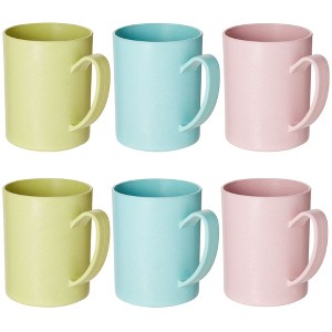 Okuna Outpost 6 Pack Wheat Straw Cups for Coffee, Tea, Milk, Juice, Reusable and Dishwasher/Microwave-Safe, 3 Colors (13.8 Ounces, Unbreakable) - 1 of 4