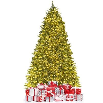 Tangkula 7.5' Artificial Green PVC Christmas Fir Tree Indoor w/ Metal Stand and 700 LED Lights