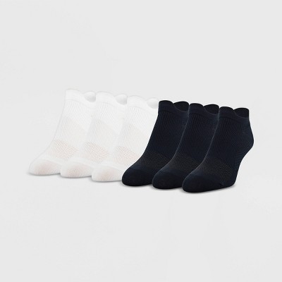 Peds Women's 6pk Ultra Low No Show Tab Liner Casual Socks - White/Black 5-10