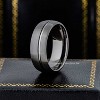 Jewelry Avalanche Mens Gunmetal Tungsten Carbide Wedding Band, Comfort-fit, Dome Offset Grooved, 8mm - 2 of 4