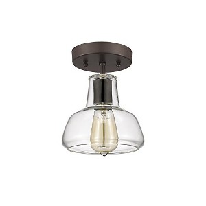 Chloe Lighting CH58011CL07-SF1 Industrial Industrial-Style 1 Light Rubbed Bronze Semi-Flush Ceiling Fixture 7" Shade - 1 of 2