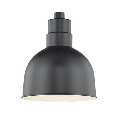 Satin Black Metal Indoor/Outdoor Bowl Pendant Light