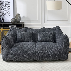 Kumasinova Chenille Bean Bag Chair for 2 People,Lazy Loveseat Sofa with High Resillence Foam for Living Room,Bedroom,Apartment,Black - 1 of 4
