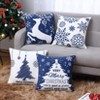 Christmas Pillow Covers 18X18 Inch Set of 4 Navy Blue Christmas Pillow Cases Snowflake Merry Christmas - 4 of 4