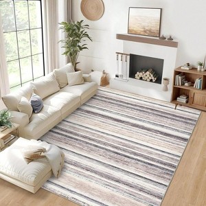 Modern Striped Rug,Farmhouse Non Slip Washable, Large Area Rug for Living Room Bedroom - 1 of 4
