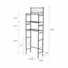 3 - Shelf Over Toilet Storage Bathroom Rack Space Saver Organizer Standing Metal Shelves with 4 Hooks Black - 2 of 4