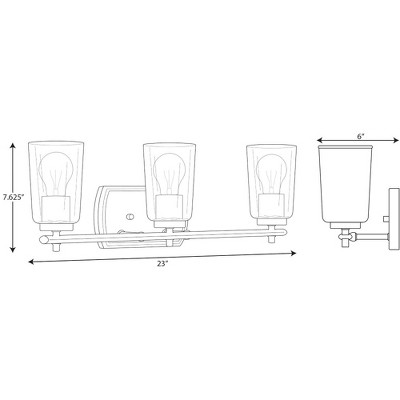 Adley Polished Nickel 3-Light Bath Vanity with Clear Glass Shades