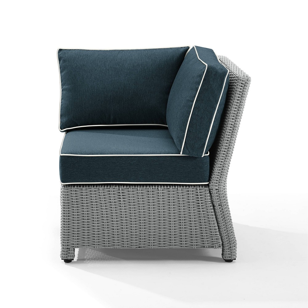 Photos - Garden Furniture Crosley Bradenton Outdoor Wicker Sectional Corner Chair - Navy/Gray -  Gray 