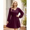 Women's Long Sleeve Tiered Fall Dress V Neck Casual Loose Flowy Short Dress - 2 of 4