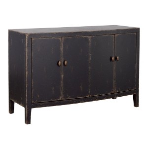 Treasure Trove Accents 4 Door Credenza Gibson Coal/Brown: Vintage Style, Adjustable Shelves, No Assembly Required - 1 of 4