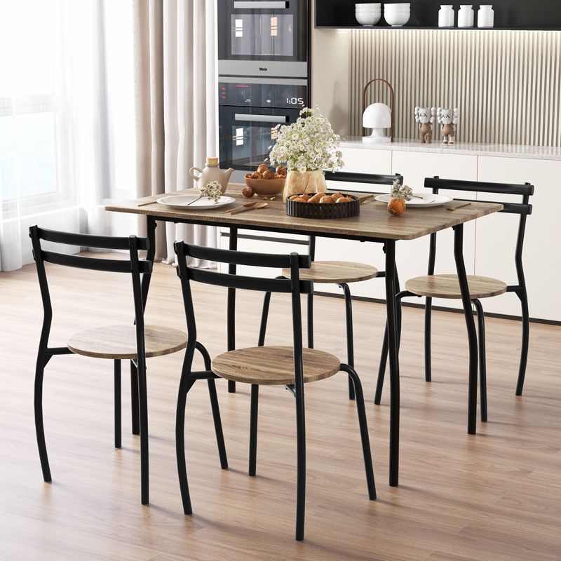 Tangkula 5 Pieces Dining Set Dining Table & Chairs Set with Wood & Metal Frame Space-saving Dining Table Set for 4, 3 of 10