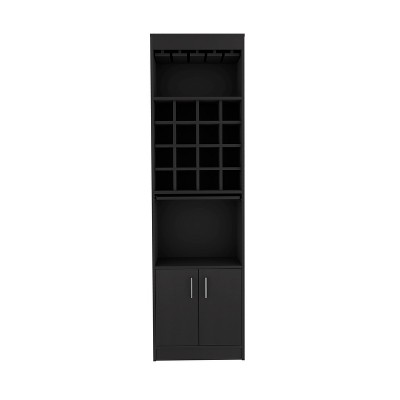 Chery Life Bar Cabinet with Double Door, Two Shelves, Sixteen Built-in Wine Rack -Light Brown