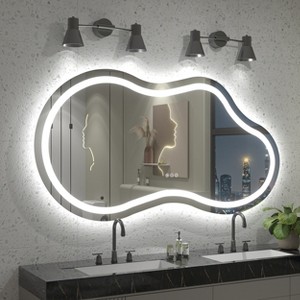 Apmir Super Bright 192 LEDs/m LED Lighted Anti-Fog Tempered Glass Irregular Bathroom/Vanity Mirror with ETL & 3-Year Warranty - 1 of 4
