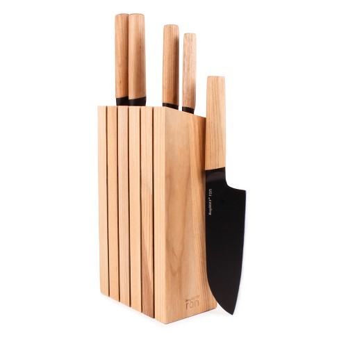  BergHOFF Essentials 6Pc Triple-riveted Knife Set With Wood Block  Duo Hand-sharpened Blade Ergonomically Designed Handle Satin Finish: Home &  Kitchen